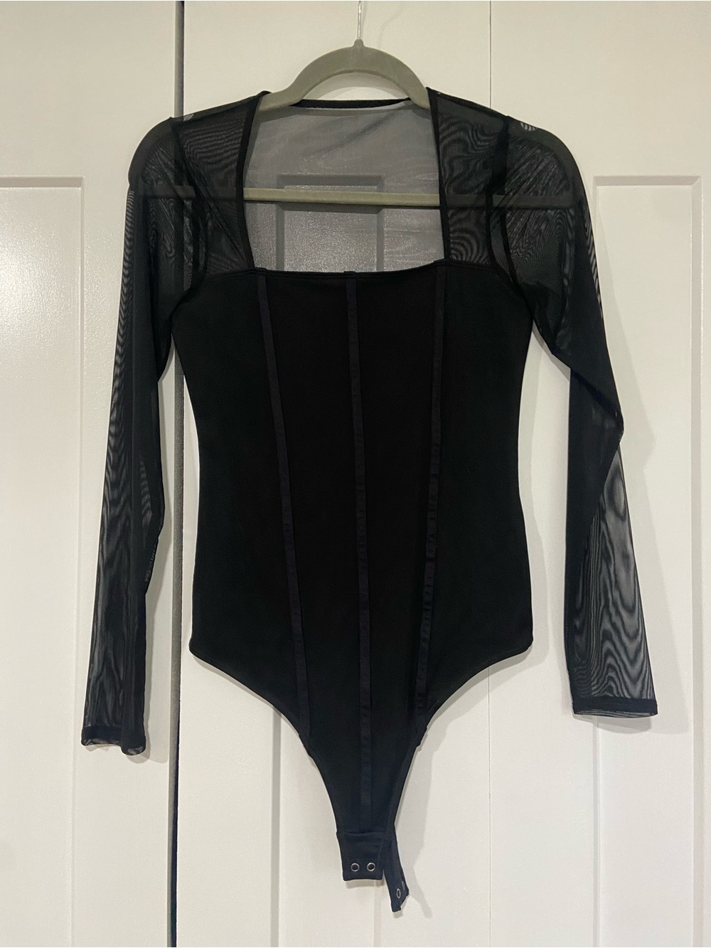 Abercrombie & Fitch Black Sheer-Panel Bodysuit